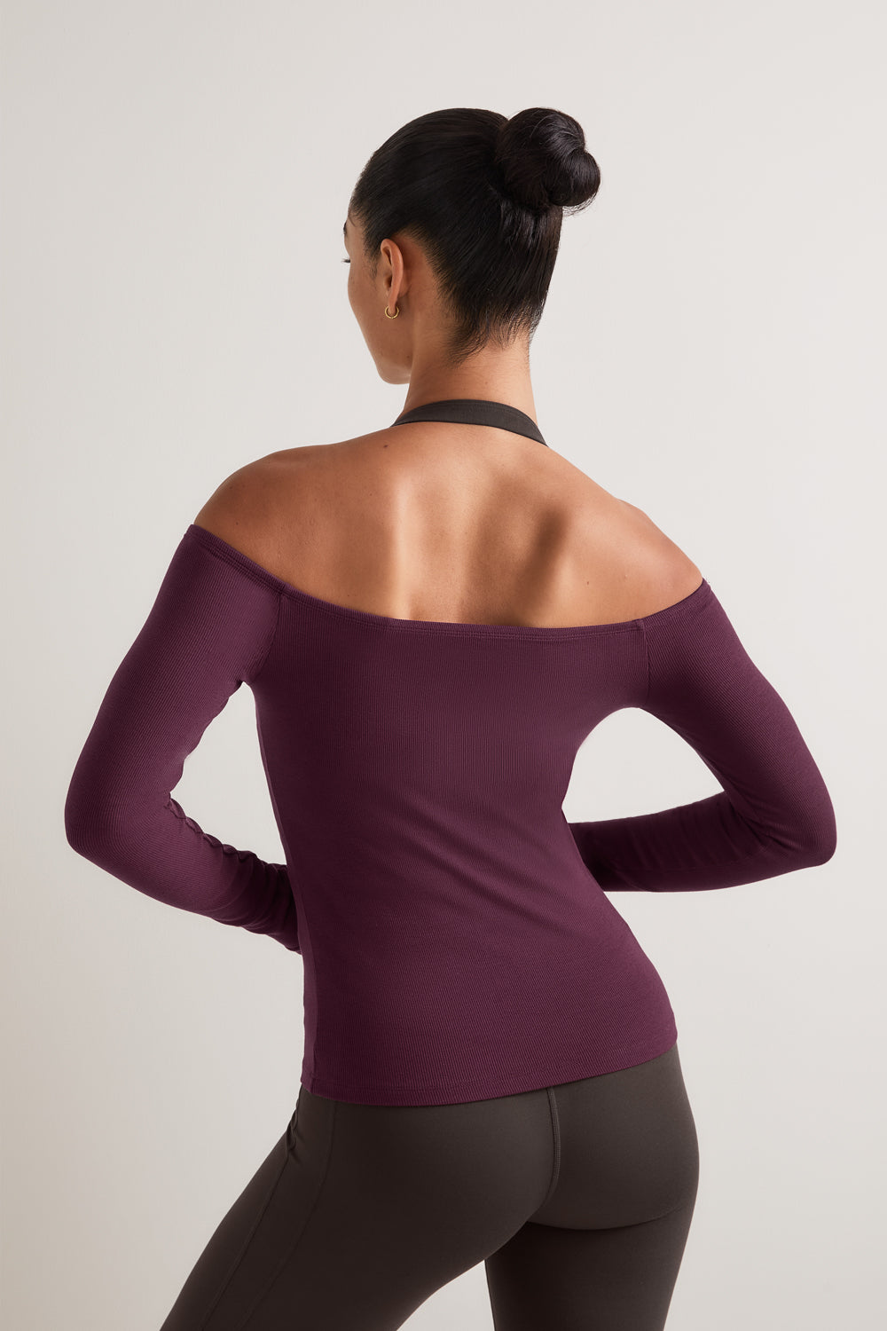 365 Rib Off Shoulder Top - Fig