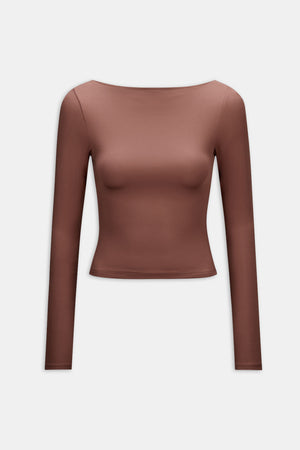 365 Boat Neck Long Sleeve Top - Clay