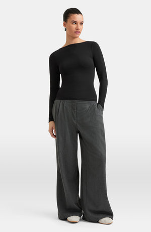 365 BOAT NECK LONG SLEEVE TOP - SHADOW BLACK