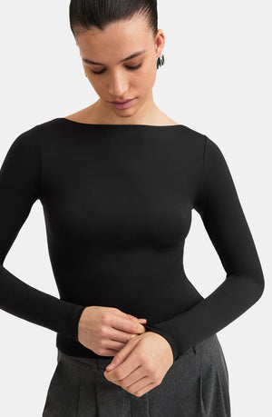 365 BOAT NECK LONG SLEEVE TOP - SHADOW BLACK