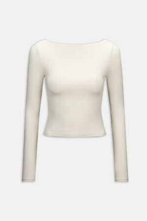 365 Boat Neck Long Sleeve Top - Vanilla