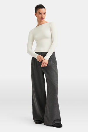 365 Boat Neck Long Sleeve Top - Vanilla