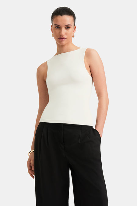 365 Boat Neck Tank - Vanilla