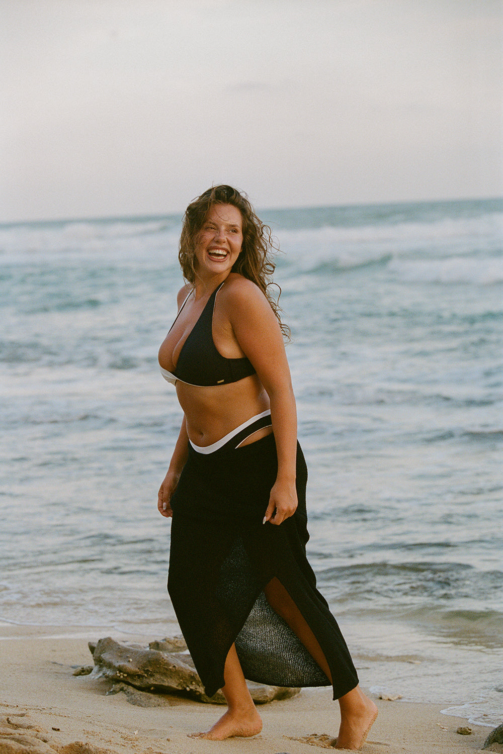 Beach Knit Maxi Skirt - Shadow Black