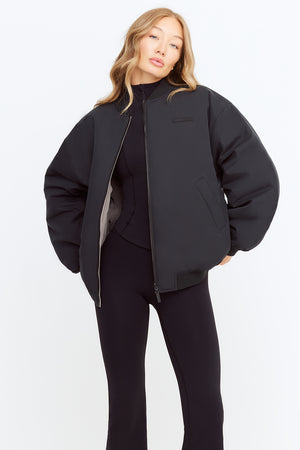 REVERSIBLE BOMBER JACKET - BLACK AND PEBBLE