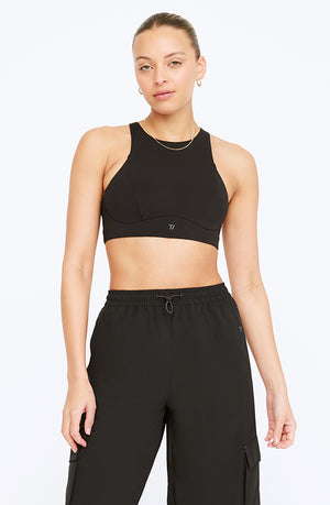 FORMTECH HIGH NECK RUNNING SPORTS BRA - BLACK
