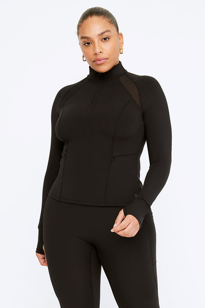 Black long sleeve zip up top cheap