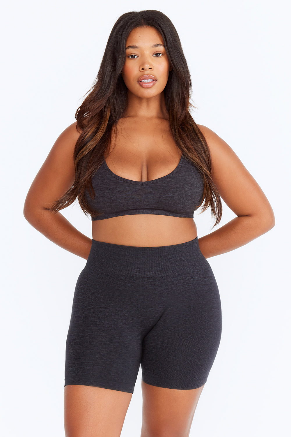 SCULPT SEAMLESS SCRUNCH CYCLING SHORTS - OYSTER BLACK MARL