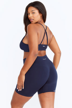 SCULPT SEAMLESS SCRUNCH CYCLING SHORTS - NAVY MARL