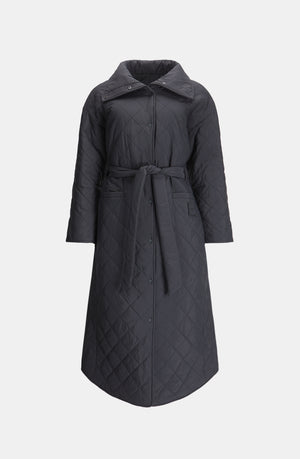 REVERSIBLE PADDED AND QUILTED LONGLINE EVERYTHING OVERCOAT - BLACK