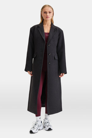 Everyday Single-Breasted Multiway Structured Overcoat - Charcoal
