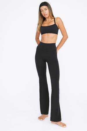 Fold over high-waist black yoga pant –