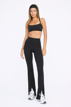 DAYFLEX HIGH WAISTED SPLIT HEM FLARED YOGA PANT - SHADOW BLACK