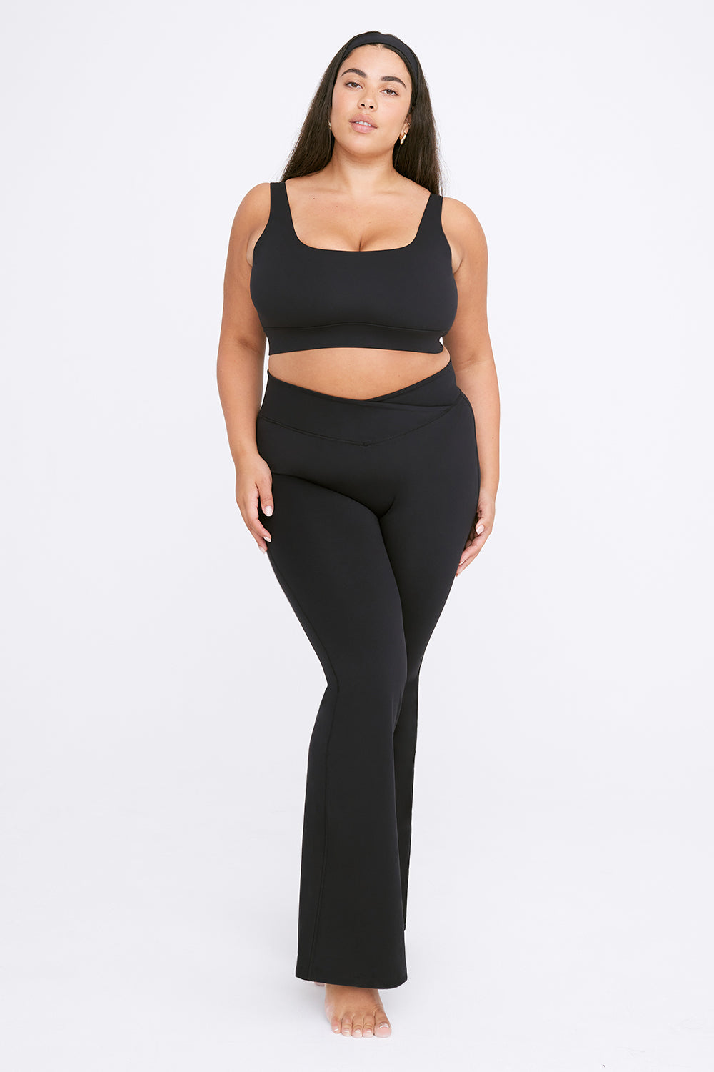 DAYFLEX WRAP HIGH WAISTED FLARED YOGA PANT NO FRONT SEAM - SHADOW BLAC –  TALA