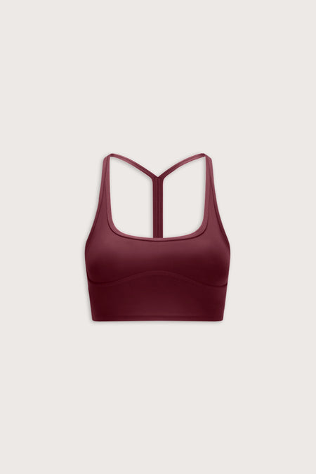 DayFlex Seamed Halter Sports Bra - Burgundy