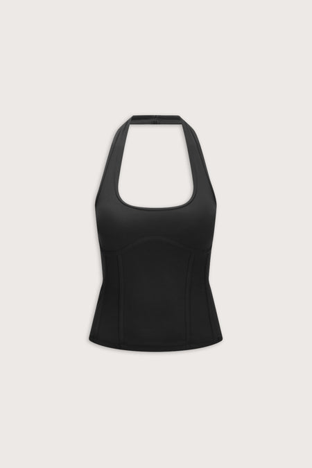 DayFlex Seamed Halter Tank - Shadow Black