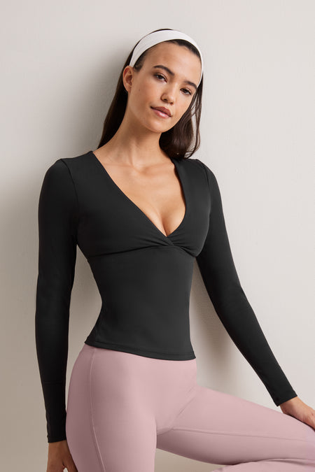 DayFlex V Neck Top - Shadow Black