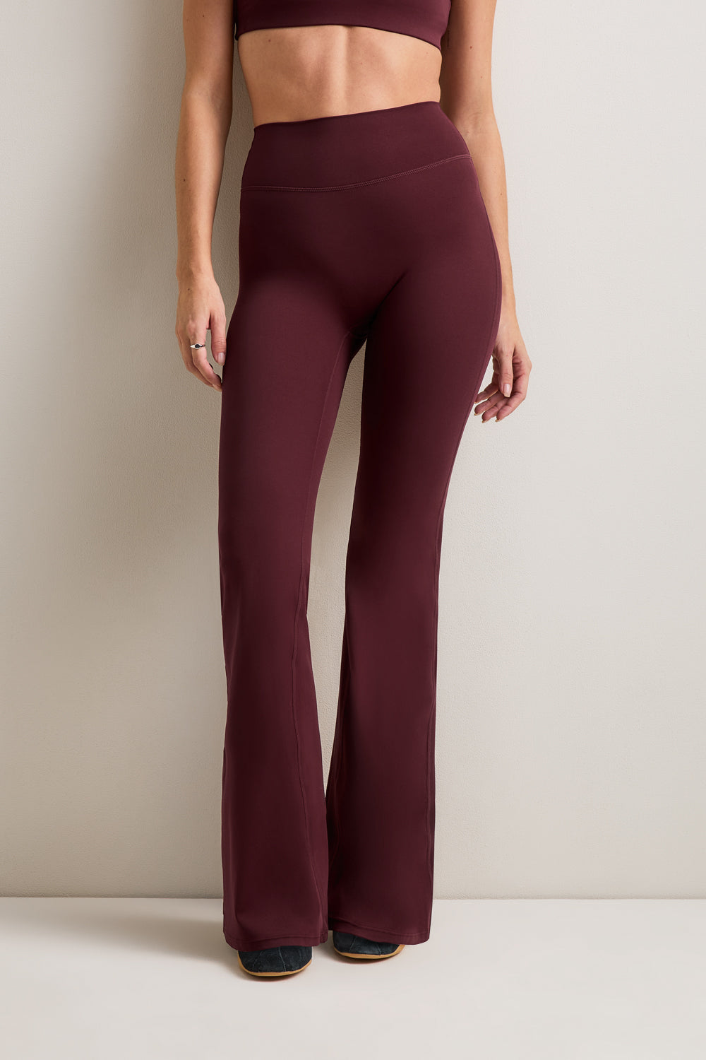 DayFlex High Waisted Flared Yoga Pant No Front Seam - Burgundy