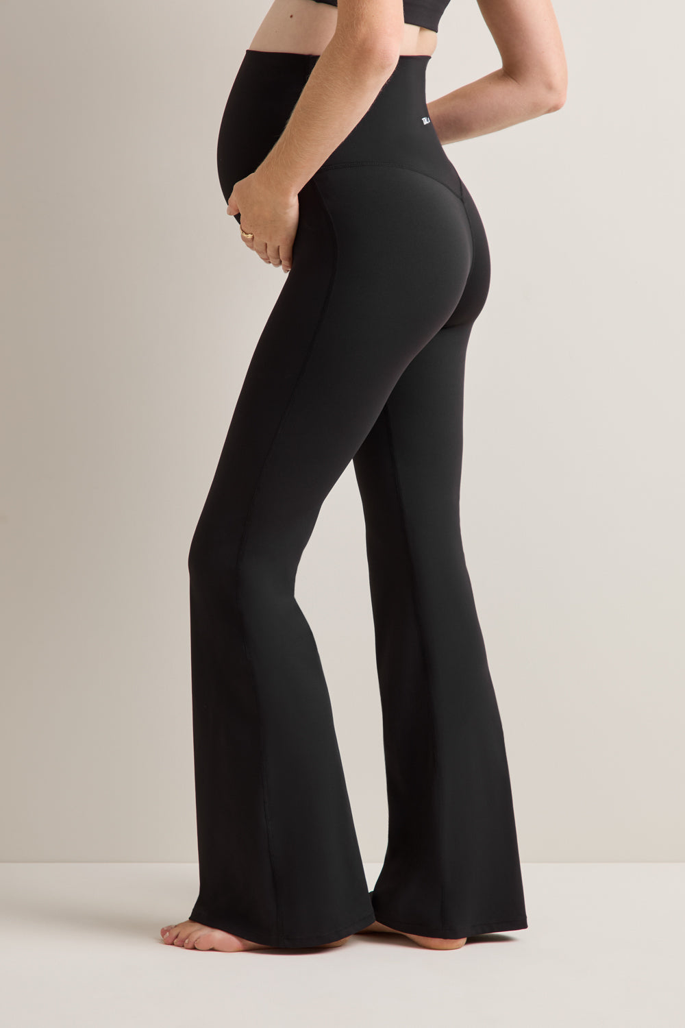 DayFlex Maternity High Waisted Flared Yoga Pant No Front Seam - Shadow Black
