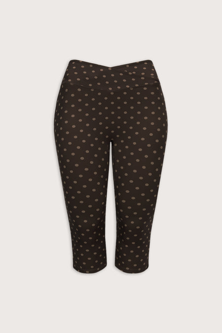 DayFlex Wrap No Front Seam Capri Legging - Americano Polka Dot