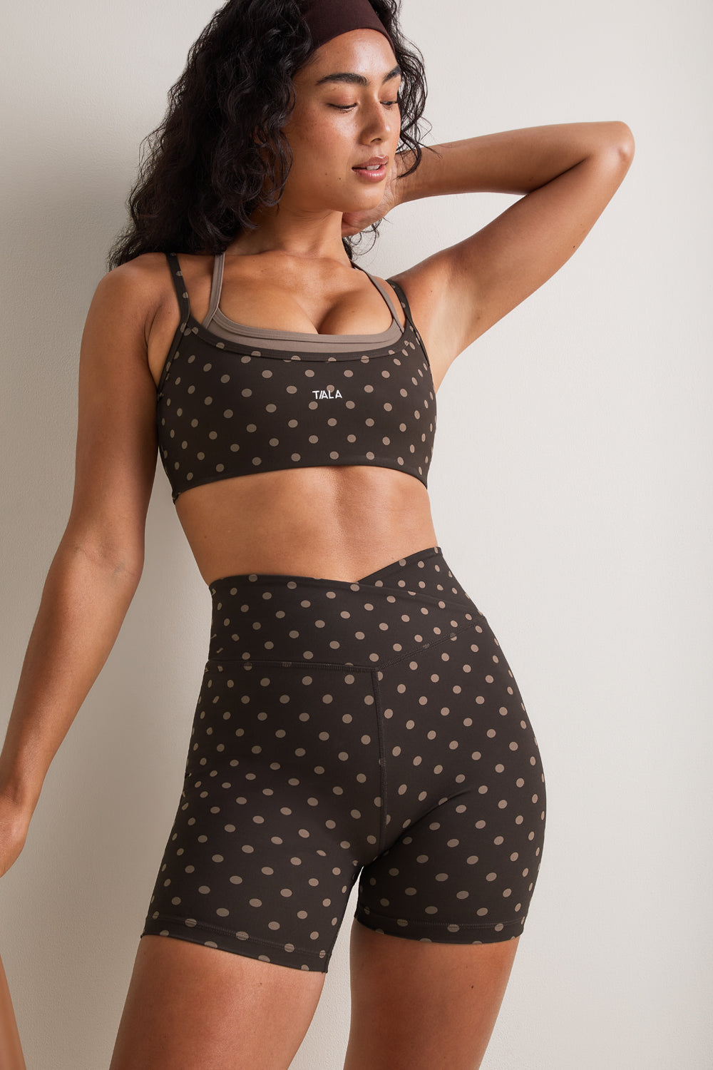 DayFlex Wrap Cycling Shorts - Americano Polka Dot