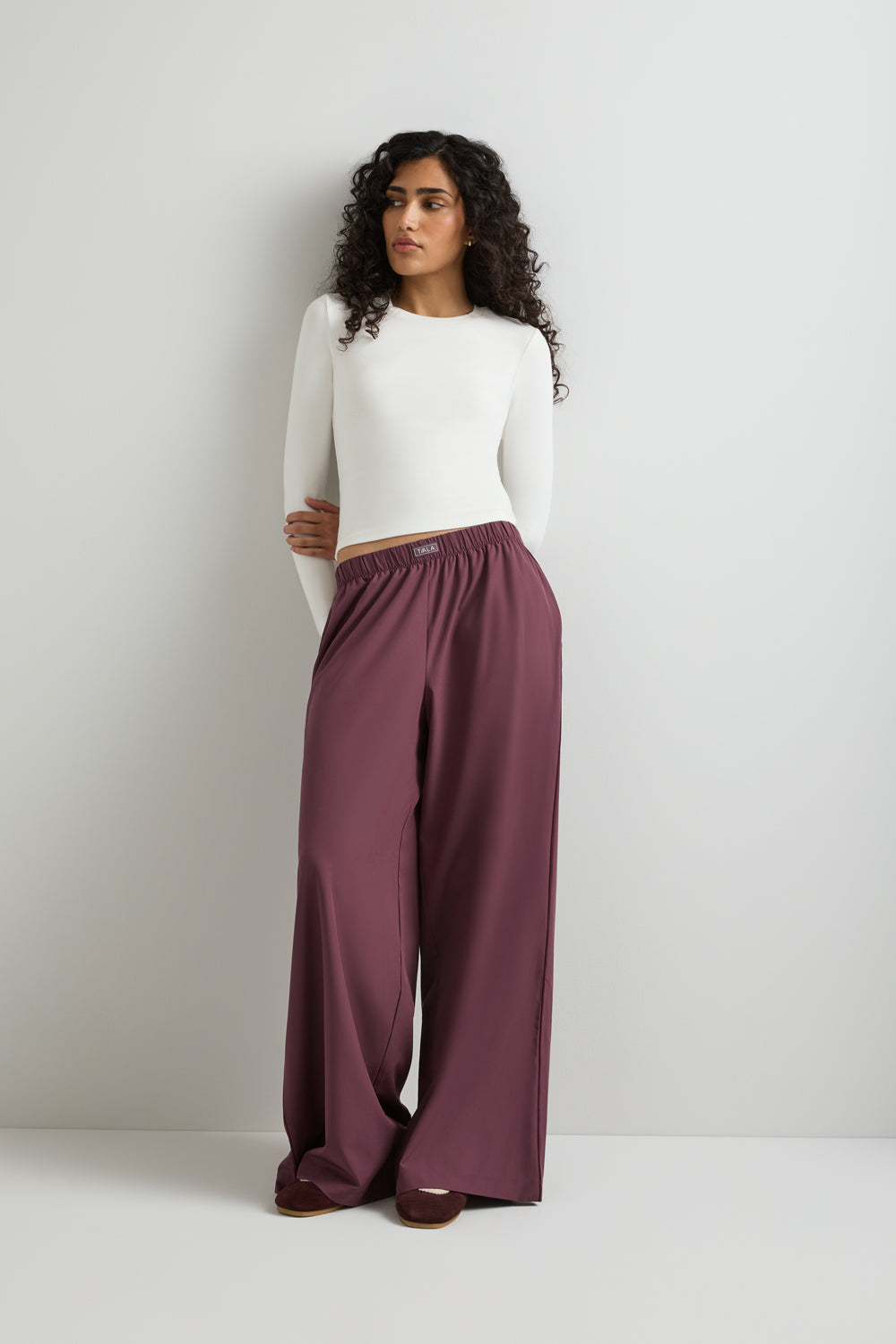 Wide Leg Studio Pant - Light Fig & Fig