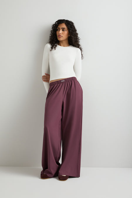 Wide Leg Studio Pant - Light Fig & Fig