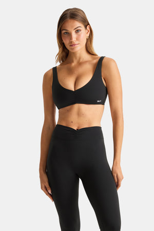 DayFlex Ruched Front Sports Bra - Shadow Black