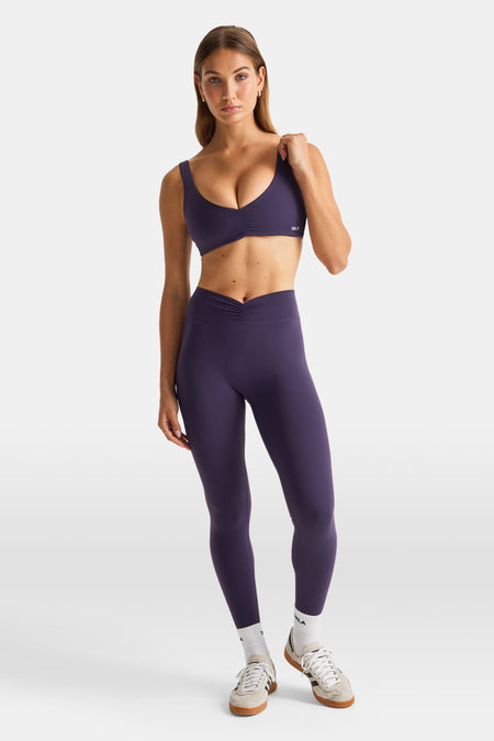 DayFlex Ruched Front Sports Bra - Purple Dusk