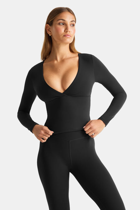 DayFlex V Neck Top - Shadow Black