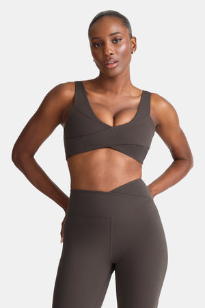 DayFlex Wrap Front Sports Bra - Deep Taupe