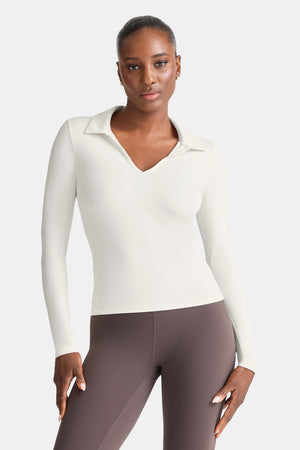 DayFlex Long Sleeve Lightweight Polo - Ivory