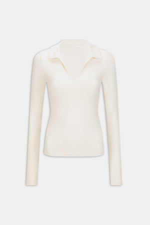 DayFlex Long Sleeve Lightweight Polo - Ivory