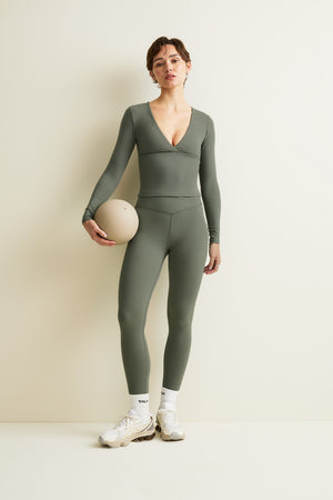 DayFlex V Neck Top - Light Moss