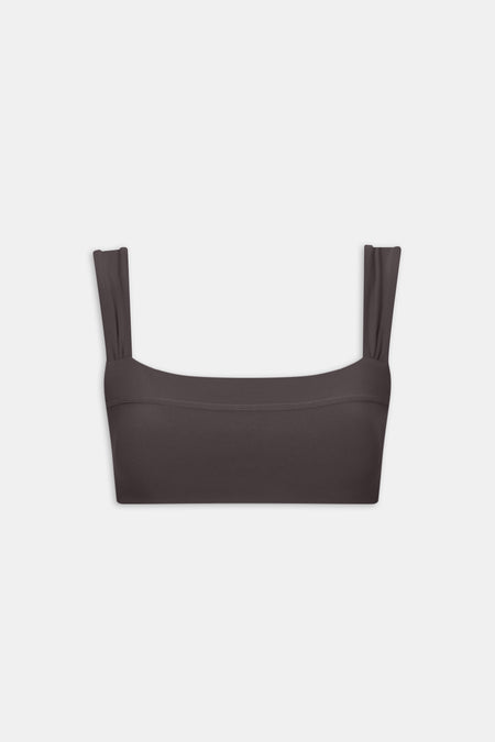 DayFlex Ruched Bandeau Sports Bra - Cool Espresso