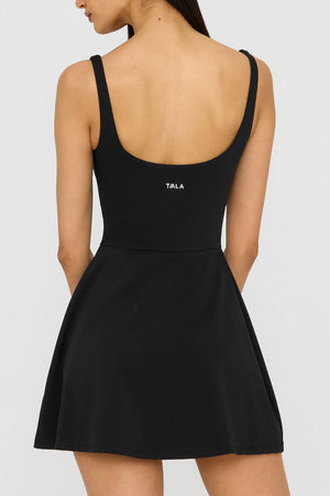 DayFlex Built-In Support Square Neck Active Dress - Shadow Black
