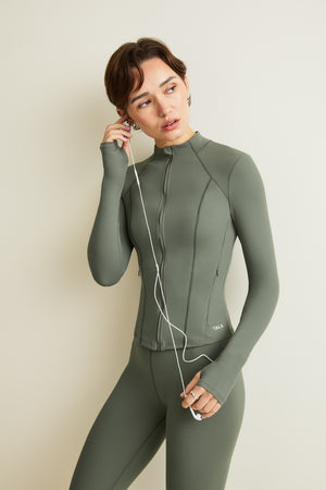 DayFlex Zip Through Sports Jacket - Light Moss