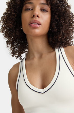 DAYFLEX BUILT-IN SUPPORT V NECK RACER VEST - IVORY