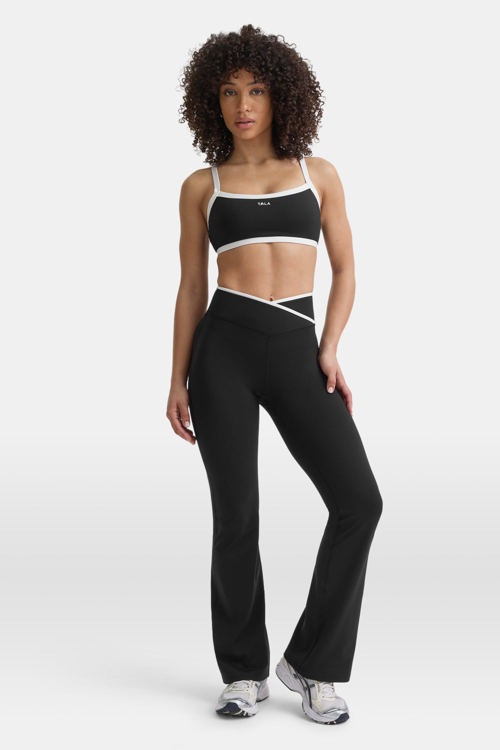 DAYFLEX WRAP HIGH WAISTED FLARED YOGA PANT - SHADOW BLACK & IVORY