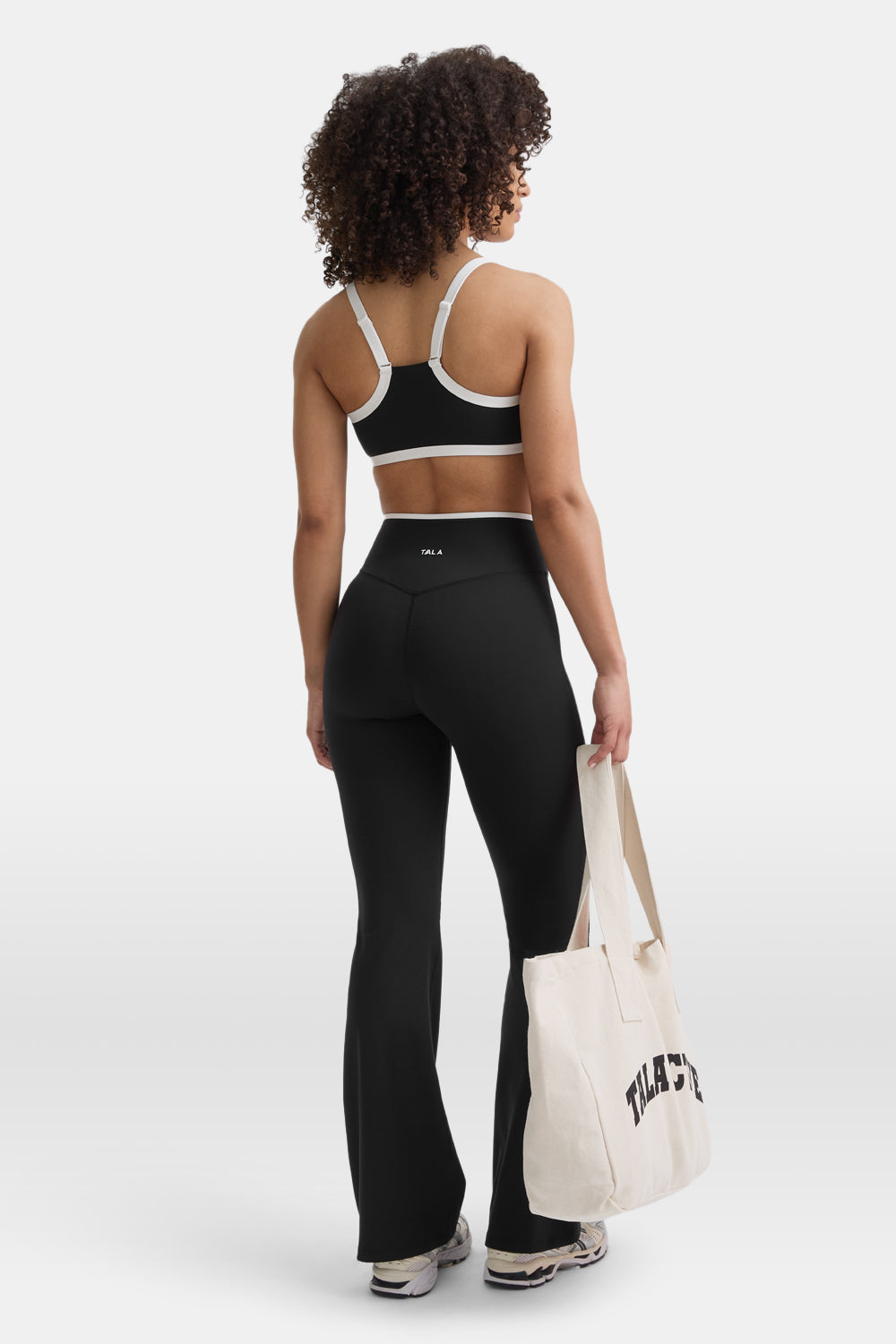 DAYFLEX WRAP HIGH WAISTED FLARED YOGA PANT - SHADOW BLACK & IVORY