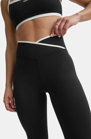 DAYFLEX WRAP HIGH WAISTED FLARED YOGA PANT - SHADOW BLACK & IVORY