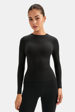 DayFlex Essential Long Sleeve Full Length Top - Shadow Black
