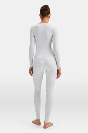 DayFlex Essential Long Sleeve Full Length Top - Grey Marl