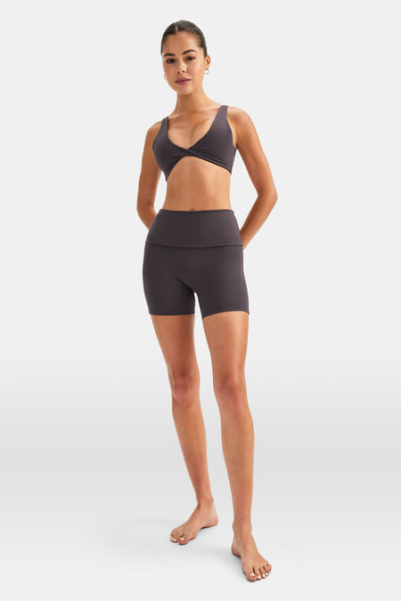 DayFlex Multiway Fold Waist Cycling Shorts - Cool Espresso