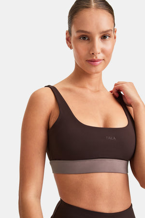 DayFlex Open Back Square Neck Sports Bra - Americano And Mocha