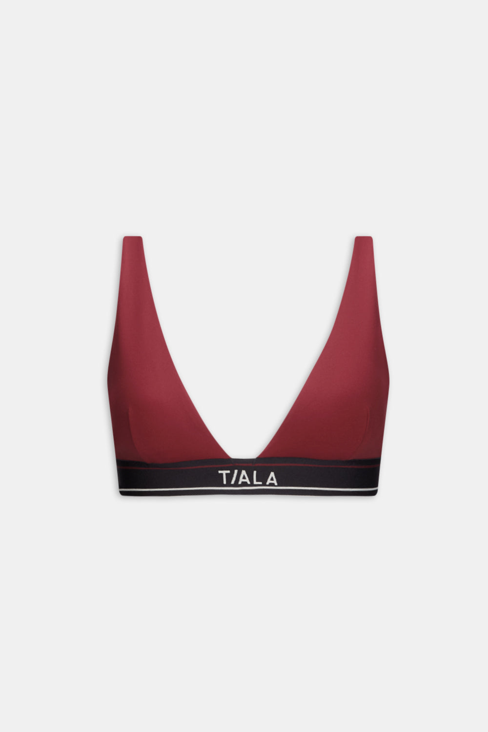 DAYFLEX V NECK LOGO BAND SPORTS BRA - VINTAGE RED