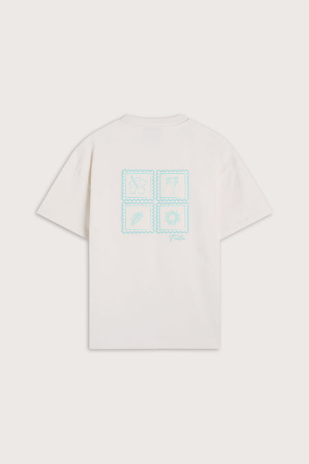 Seashells Graphic Tee - Ivory / Aqua Blue