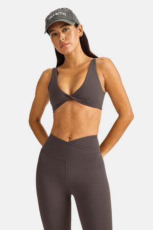DayFlex Twist Front Sports Bra - Mocha Brown