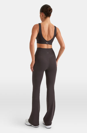 DAYFLEX V NECK SPORTS BRA - COOL ESPRESSO