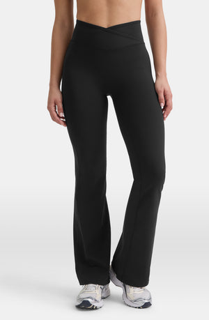 DAYFLEX WRAP HIGH WAISTED FLARED YOGA PANT NO FRONT SEAM - SHADOW BLACK